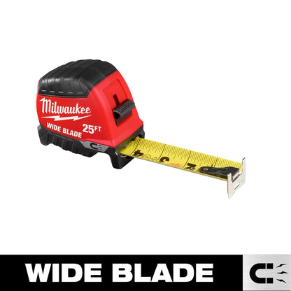 Milwaukee 25ft Wide Blade Magnetic Tape Measure 48-22-1225M | 300 in Blade Length