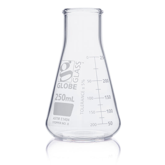 Globe Scientific Wide Mouth Erlenmeyer Flask 8410250 250 mL Borosilicate Glass