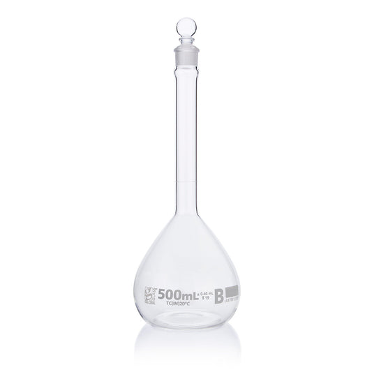 Globe Scientific Narrow Mouth Volumetric Flask 8250500 500 mL Borosilicate Glass