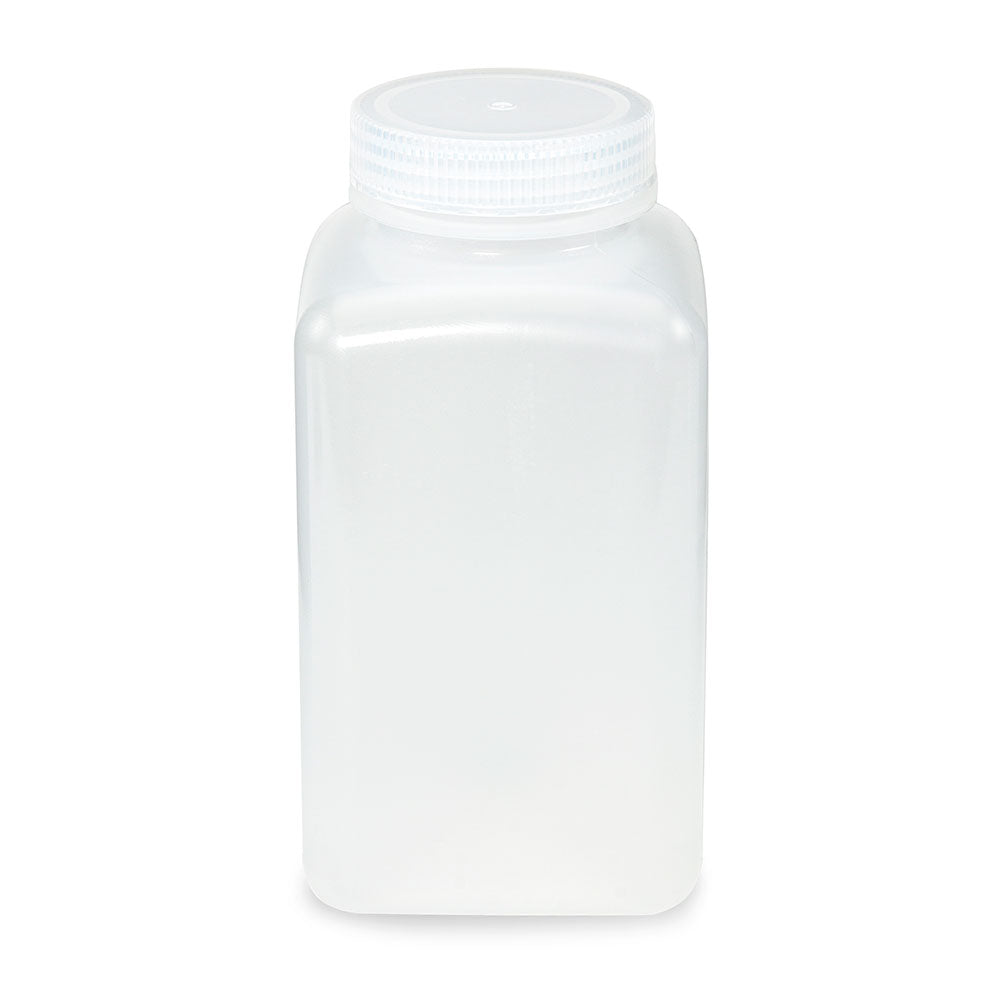 Globe Scientific Bottle, Wide Mouth, Square, Pp, Attached Pp Screw Cap, 6/Pack 1000 mL