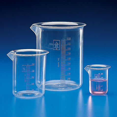 Globe Scientific Beaker, Pmp (Tpx), Molded Graduations 25 mL to 5000 mL
