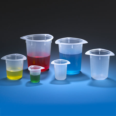 Globe Scientific Beaker, Three Corner, Pp, Graduated 50 mL to 1000 mL