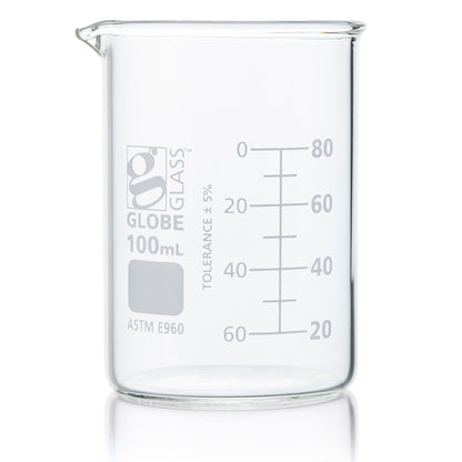 Globe Scientific Borosilicate Glass Beaker Globe Glass Low Form 10 mL to 4000 mL