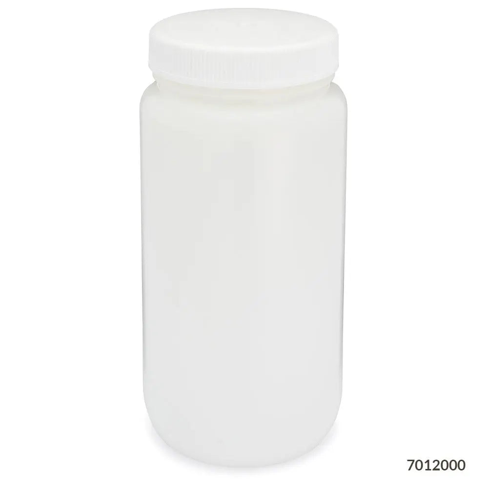 Globe Scientific Bottle, Wide Mouth, HDPE Bottle, Attached PP Screw Cap, 2 Litres (0.5 Gallons) 7012000 Laboratory Equipment