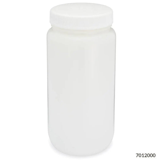 Globe Scientific Bottle, Wide Mouth, HDPE Bottle, Attached PP Screw Cap, 2 Litres (0.5 Gallons) 7012000 Laboratory Equipment