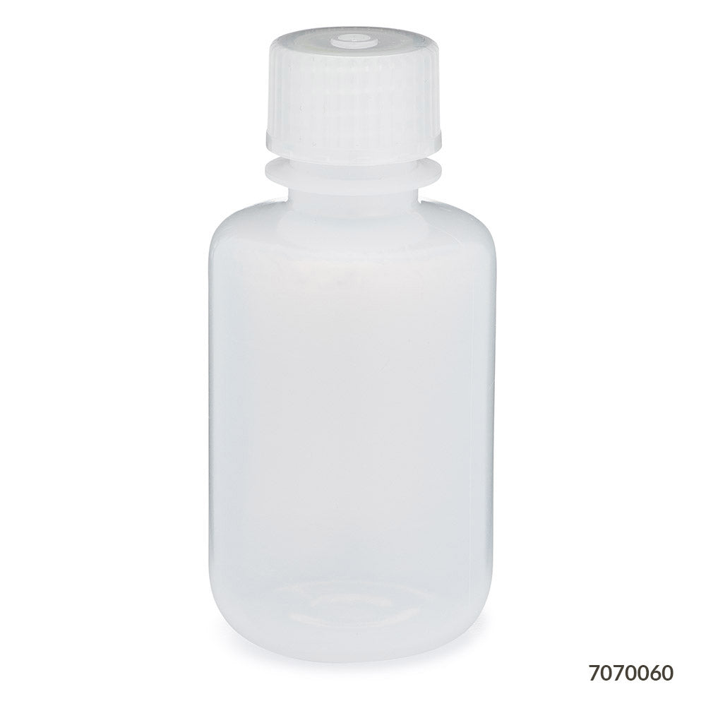 Globe Scientific Bottle, Narrow Mouth, Ldpe Bottle, Attached Pp Screw Cap, 12/Pack 30 mL to 500 mL