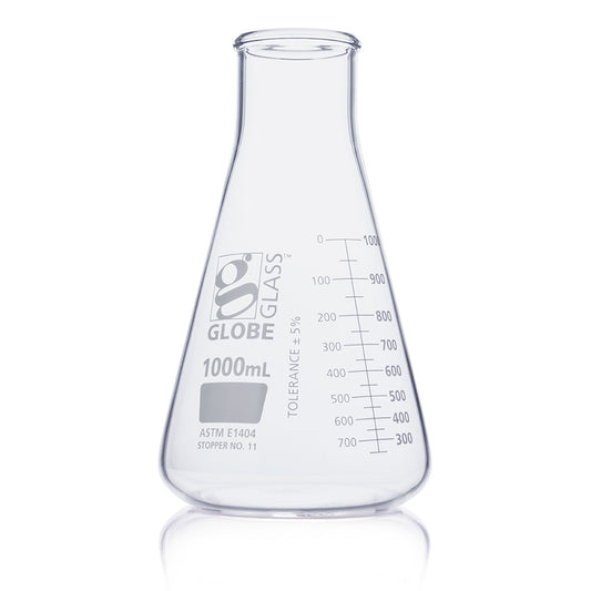 Globe Scientific Wide Mouth Erlenmeyer Flask 8411000 1000 mL Borosilicate Glass