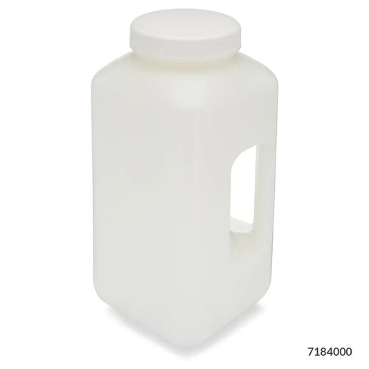 Globe Scientific Bottle, Large Wide Mouth with Handle, Square, HDPE Bottle, 100mm PP Screw Cap, 4 Litres (1.0 Gallons) 7184000 Laboratory Equipment
