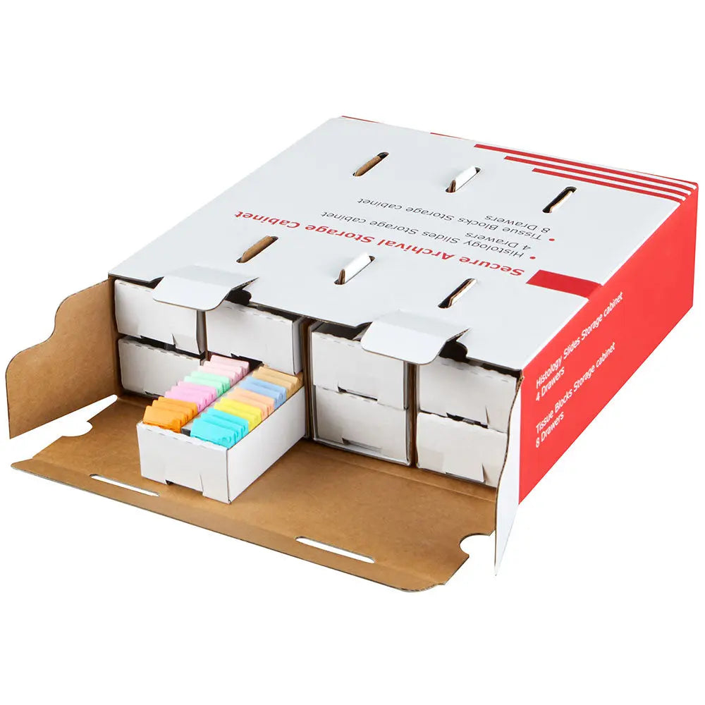 Globe Scientific Parafin Block Storage Cabinet,corrugated,8 drawers, 500 parafin blocks, stackable, 300√ó295√ó98mm 513027 Laboratory Equipment