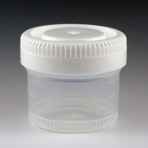 Tite-Rite Specimen Containers, PP Screw Cap — 20–120 mL, 8 Options, Case | Globe Scientific