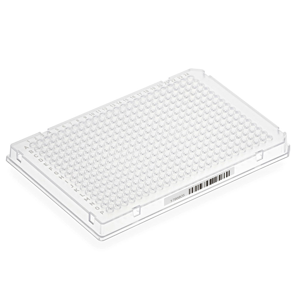 Globe Scientific 384-Well PCR Plate Double Notch Clear Wells - Barcoded