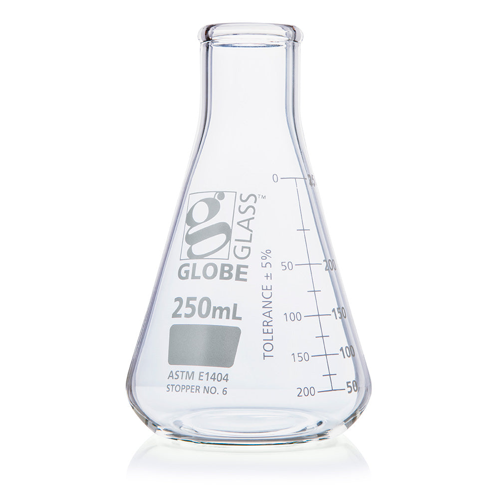 Globe Scientific Narrow Mouth Erlenmeyer Flask 8400250 250 mL Borosilicate Glass