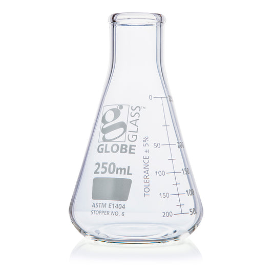 Globe Scientific Narrow Mouth Erlenmeyer Flask 8400250 250 mL Borosilicate Glass