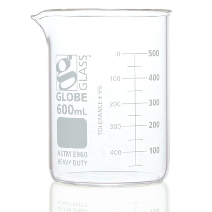Globe Scientific Borosilicate Glass Beaker Globe Glass Low Form 10 mL to 4000 mL