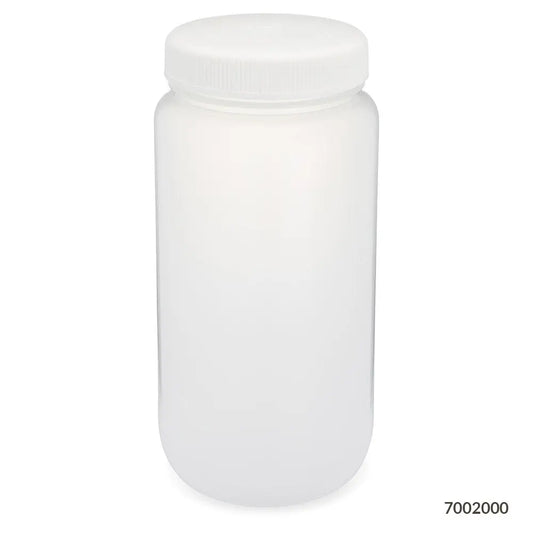 Globe Scientific Bottle, Wide Mouth, Large Format, PP Bottle, Attached PP Screw Cap, 2 Litres (0.5 Gallons) 7002000 Laboratory Equipment