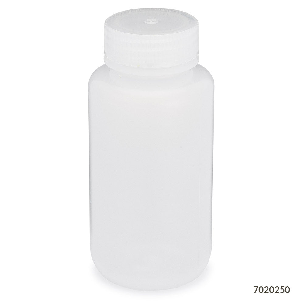 Globe Scientific Bottle, Wide Mouth, Ldpe Bottle, Attached Pp Screw Cap, 12/Pack 30 mL to 1000 mL