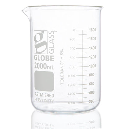 Globe Scientific Borosilicate Glass Beaker Globe Glass Low Form 10 mL to 4000 mL