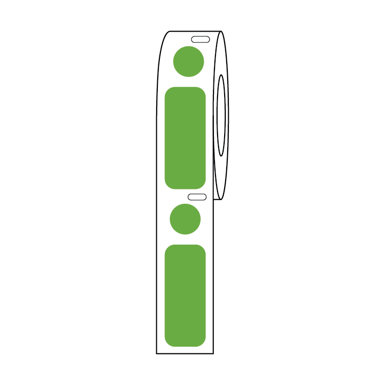 Cryo Label/Dot Combo Rolls, Direct Thermal, 33–38 x 13mm + 9.5mm Dot for 2.0mL Tubes — 12 Options, Roll | Globe Scientific