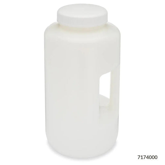 Globe Scientific Bottle, Large Wide Mouth with Handle, Round, HDPE Bottle, 100mm PP Screw Cap, 4 Litres (1.0 Gallons) 7174000 Laboratory Equipment