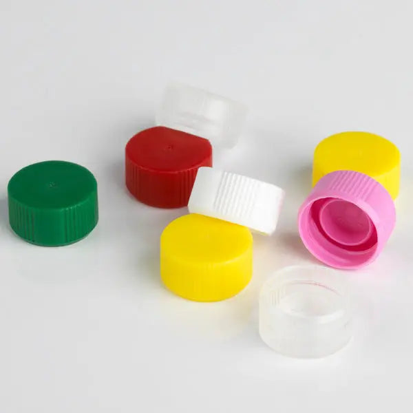 Screw Caps for Microtubes, No O-Ring, PP — 6 Colors, 1000/Pack | Globe Scientific