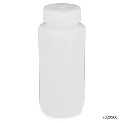 Globe Scientific Bottle, Wide Mouth, Ldpe Bottle, Attached Pp Screw Cap, 12/Pack 30 mL to 1000 mL