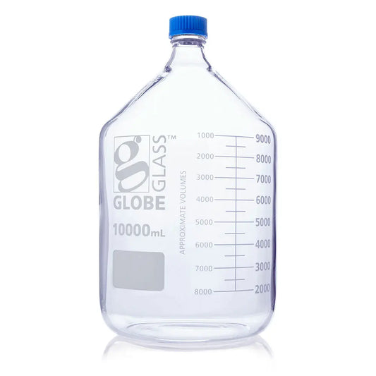 Globe Scientific Bottle, Media, Globe Glass, 10000mL, GL45 Screw Cap, Dual Graduations, 1/Box 810010K Laboratory Equipment