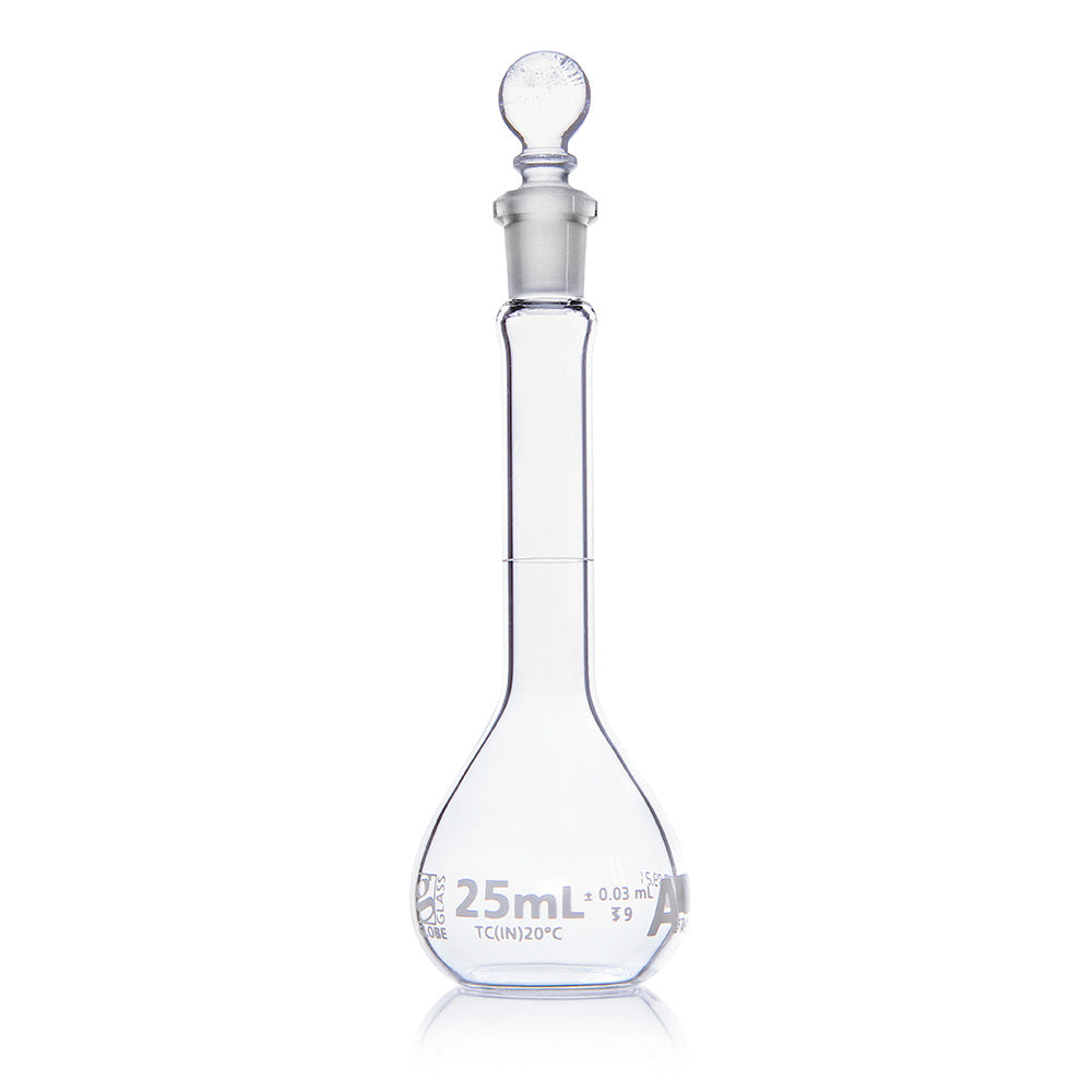 Globe Scientific Narrow Mouth Volumetric Flask 8200025 25 mL Borosilicate Glass