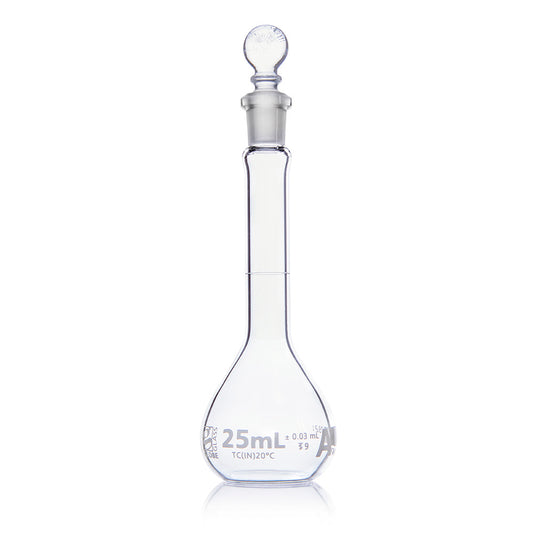 Globe Scientific Narrow Mouth Volumetric Flask 8200025 25 mL Borosilicate Glass