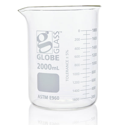 Globe Scientific Borosilicate Glass Beaker Globe Glass Low Form 10 mL to 4000 mL