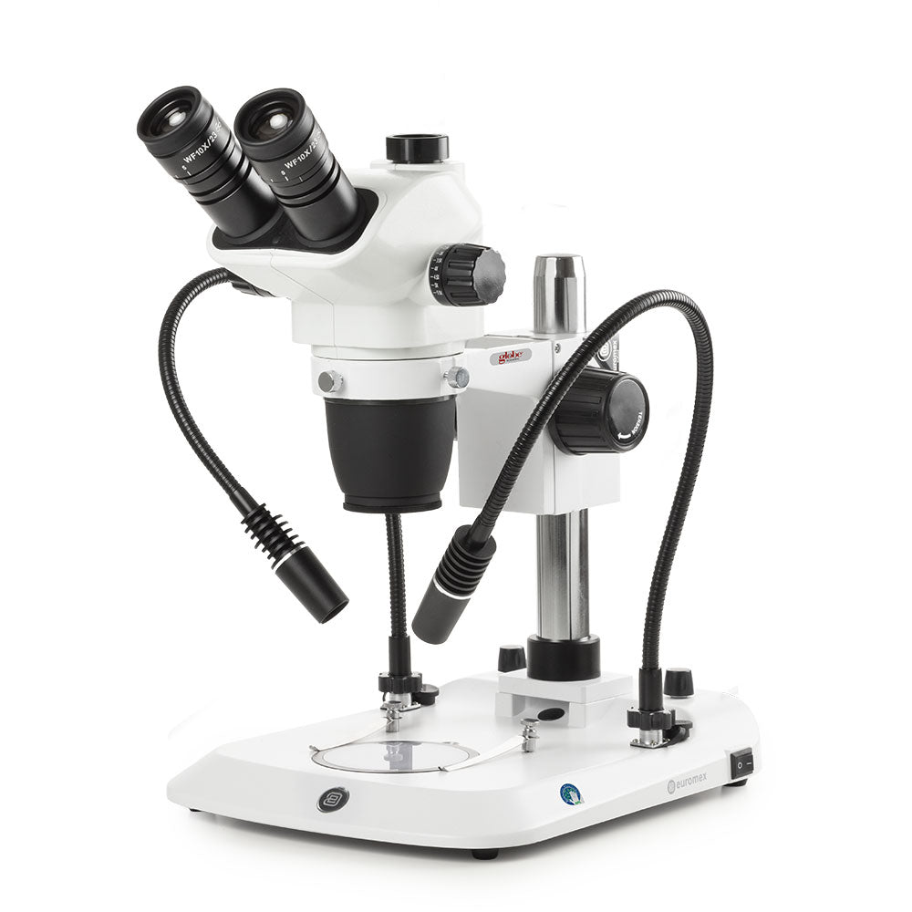Trinocular Stereo Zoom Microscope, NexiusZoom EVO, 6.5x–55x, 0.65x–5.5x Objective — 6 Configurations, Sold Each | Globe Scientific