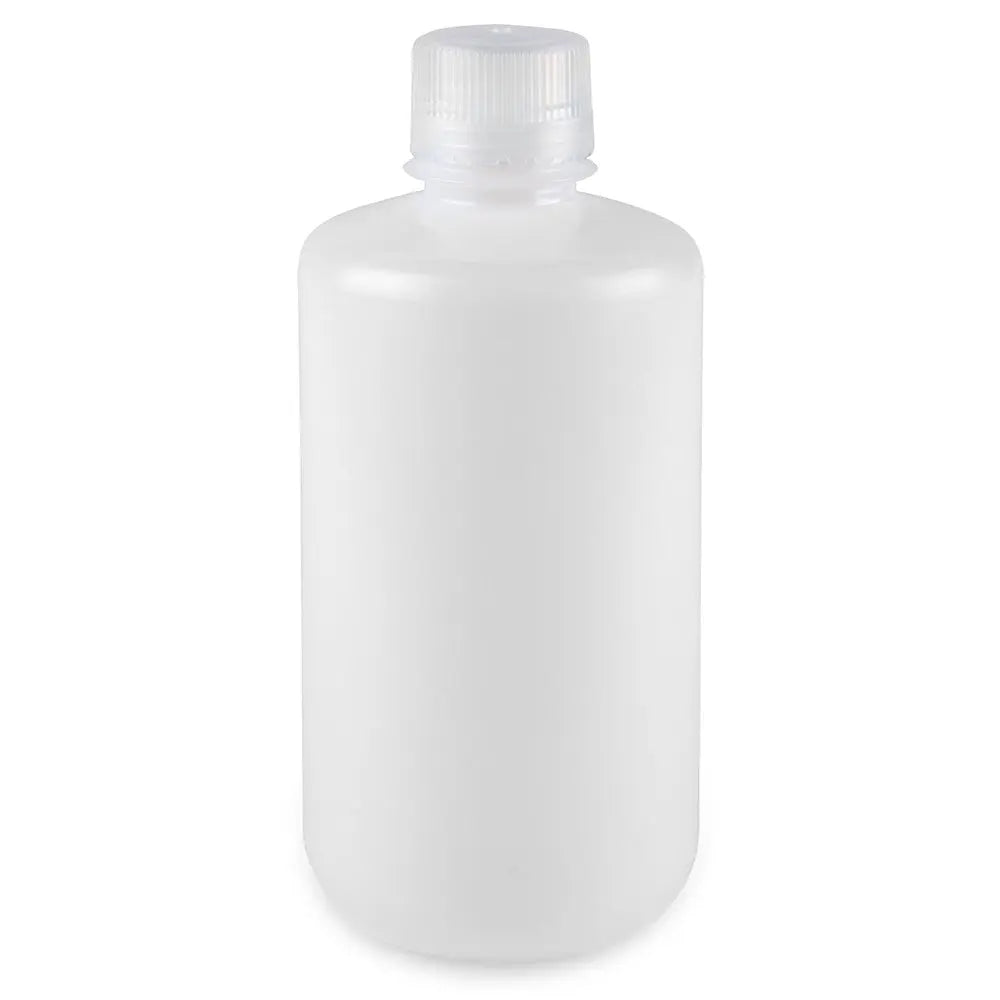 Globe Scientific Bottle, Narrow Mouth, Boston Round, HDPE with PP Closure, 1000mL, Bulk Packed with Bottles and Caps Bagged Separately, 50/Case 7561000BKS Laboratory Equipment