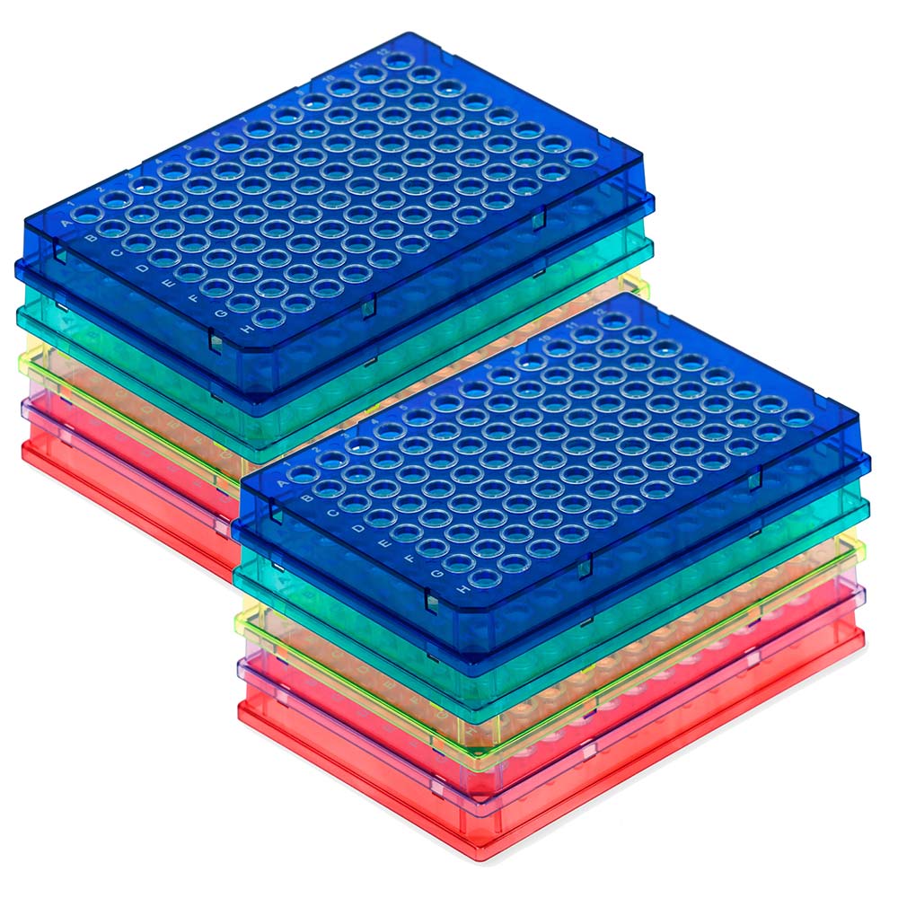Diamond Shell 96-Well Full Skirt PCR Plate Assorted Colors (5-Pack) Case