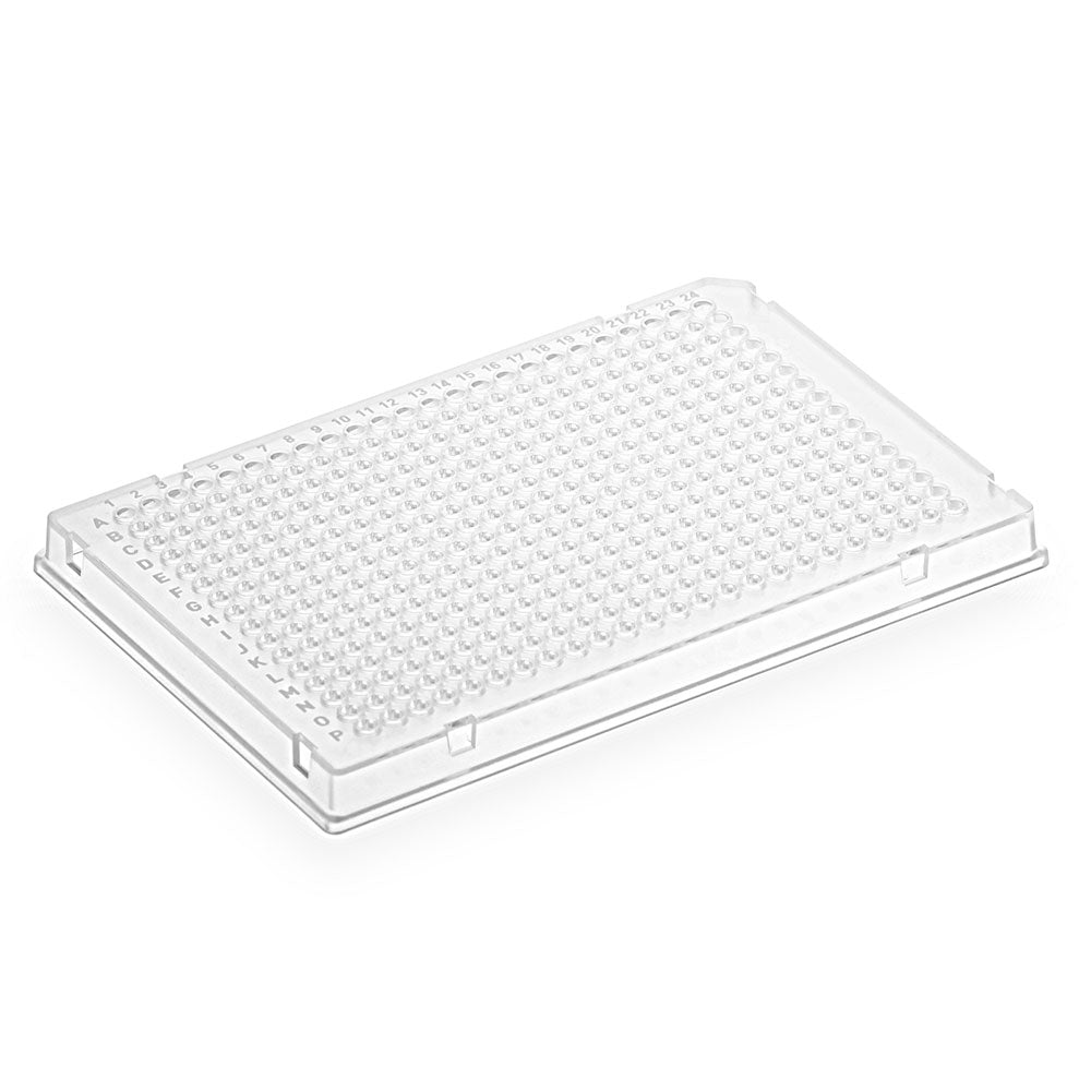 384-Well PCR Plates, Two-Component PC Frame/PP Wells, A24 Single Notch — White & Clear Wells, 50/Case | Globe Scientific