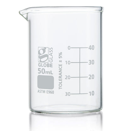 Globe Scientific Borosilicate Glass Beaker Globe Glass Low Form 10 mL to 4000 mL