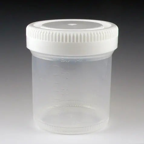 Globe Scientific Container: Tite-Rite, Wide Mouth, 90mL (3oz), PP, 53mm Opening, Graduated, with Separate White Screwcap 6525 Laboratory Equipment