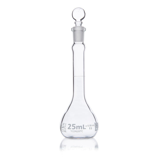 Globe Scientific Narrow Mouth Volumetric Flask 8250025 25 mL Borosilicate Glass