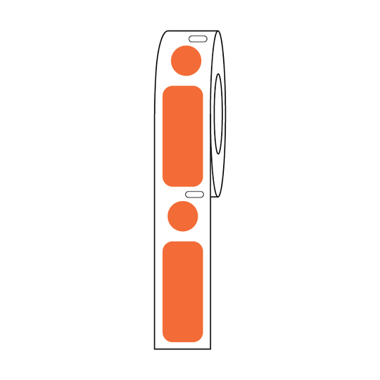 Globe Scientific LTC-33X13-95N Cryogenic Label Dot Combo 33x13mm with 9.5mm dot Orange