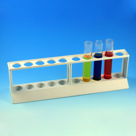 Globe Scientific white PP tube rack 16mm 17mm 10-place Italy autoclavable