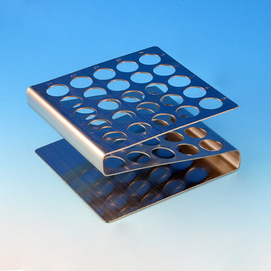 Globe Scientific stainless steel Z-rack 12mm 13mm 25-place and 50-place autoclavable