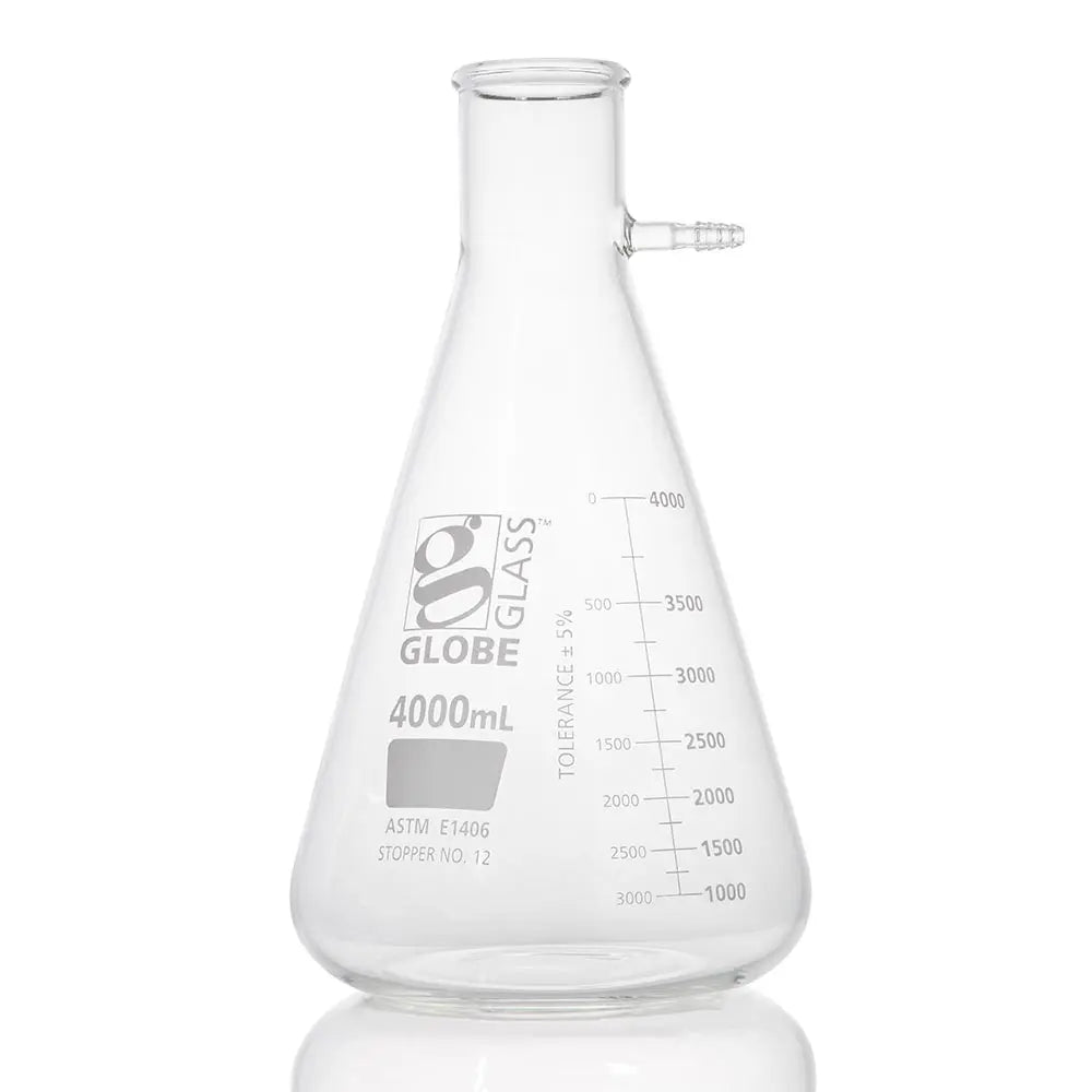 Globe Scientific Flask, Filter, Globe Glass, 4000mL, Dual Graduations, ASTM E1406, 1/Box 8454000 Laboratory Equipment