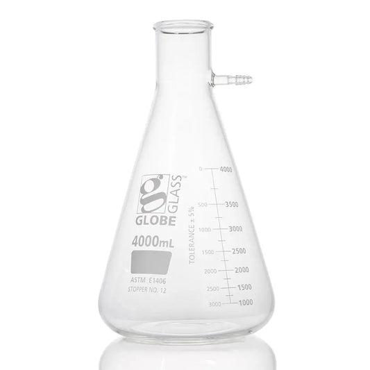 Globe Scientific Flask, Filter, Globe Glass, 4000mL, Dual Graduations, ASTM E1406, 1/Box 8454000 Laboratory Equipment