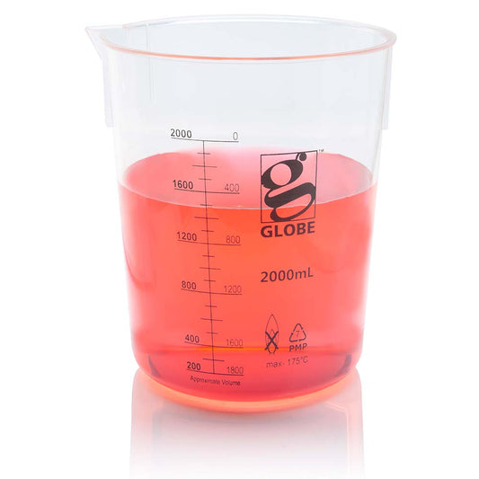 Globe Scientific Beaker, Diamond Essentials, Griffin Style, Low Form, Printed Graduations, Pmp, 1/Bag 2000 mL to 5000 mL