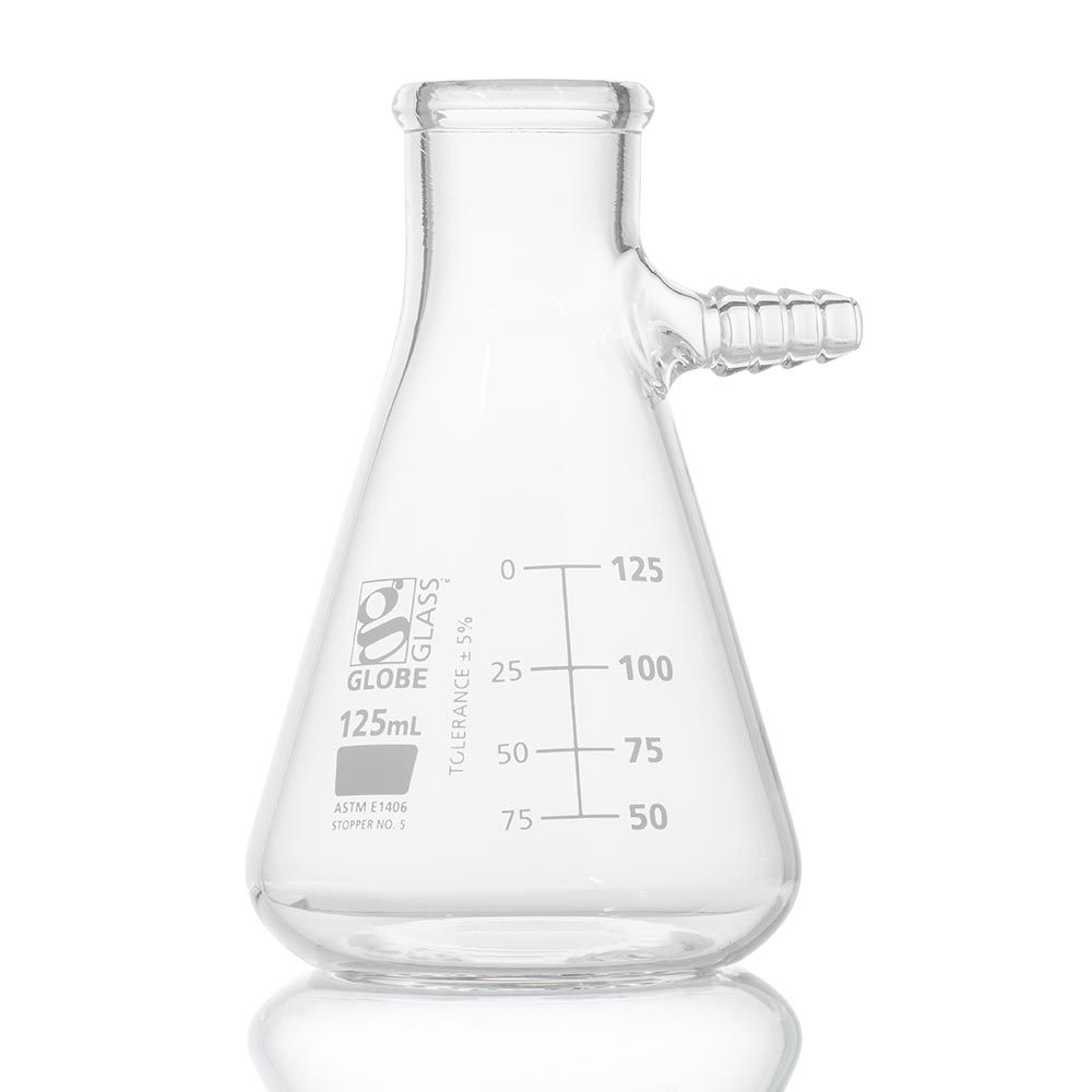 Globe Scientific Filter Flask 125mL Borosilicate Glass 8450125