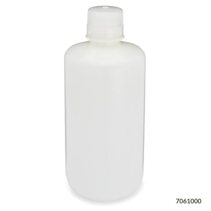 Globe Scientific Bottle, Narrow Mouth, Hdpe Bottle, Attached Pp Screw Cap, 6/Pack 1000 mL
