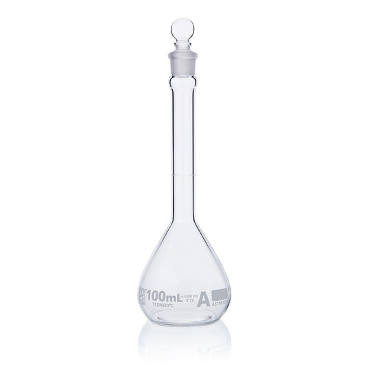 Globe Scientific Narrow Mouth Volumetric Flask 8200100 100 mL Borosilicate Glass