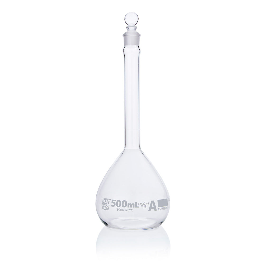 Globe Scientific Narrow Mouth Volumetric Flask 8200500 500 mL Borosilicate Glass