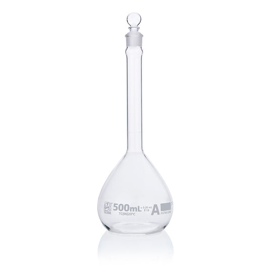 Globe Scientific Narrow Mouth Volumetric Flask 8200500 500 mL Borosilicate Glass