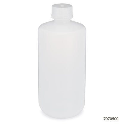 Globe Scientific Bottle, Narrow Mouth, Ldpe Bottle, Attached Pp Screw Cap, 12/Pack 30 mL to 500 mL