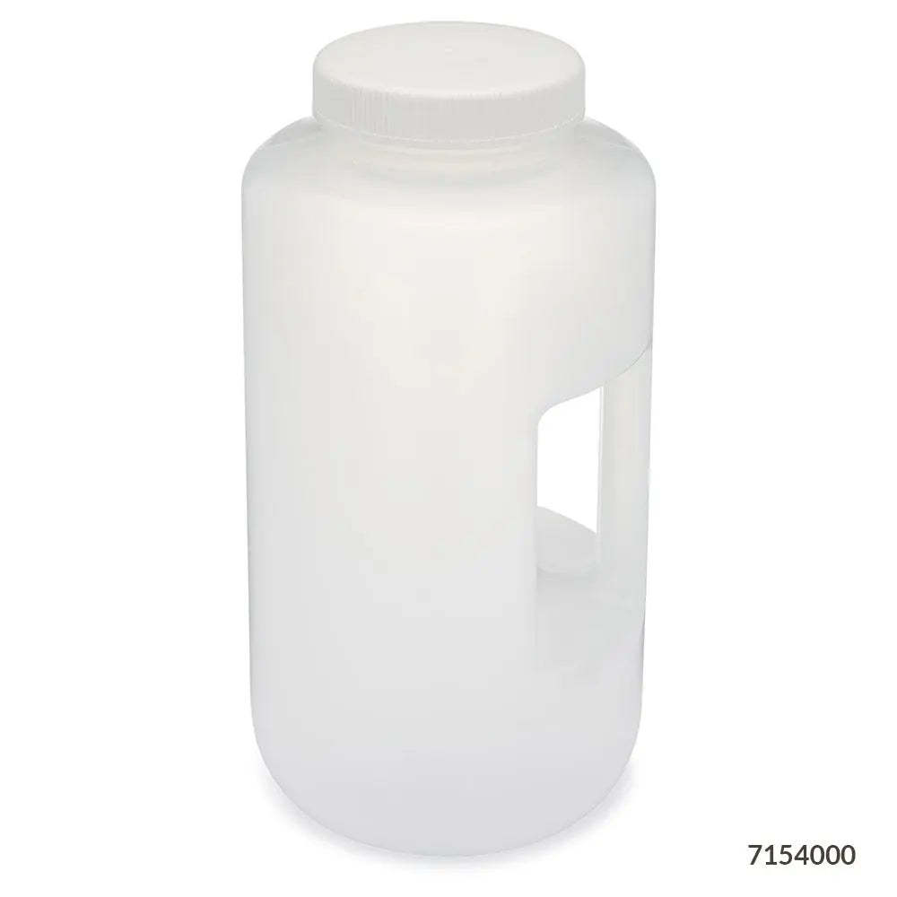 Globe Scientific Bottle, Large Wide Mouth with Handle, Round, PP Bottle, 100mm PP Screw Cap, 4 Litres (1.0 Gallons) 7154000 Laboratory Equipment