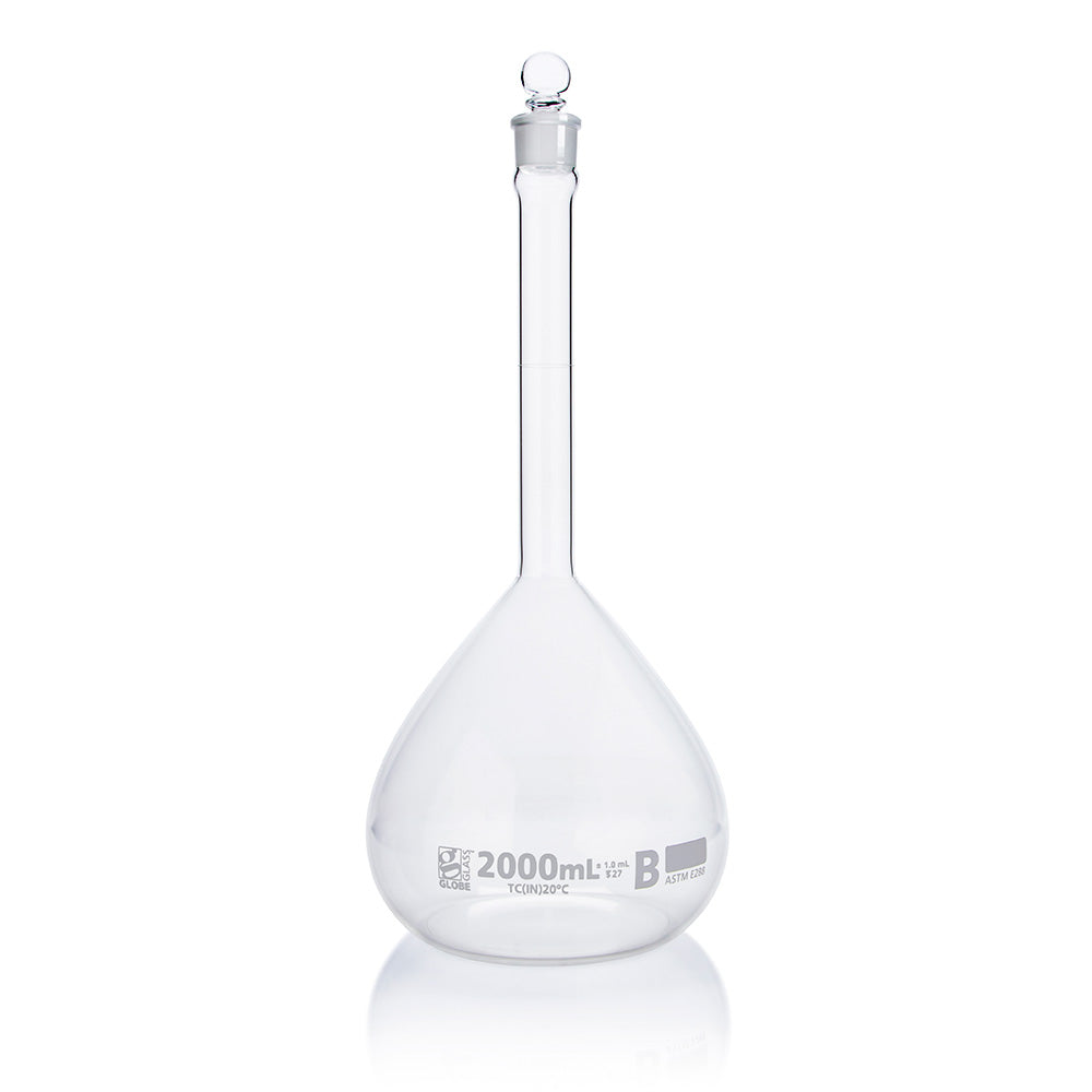 Globe Scientific Narrow Mouth Volumetric Flask 8252000 2000 mL Borosilicate Glass
